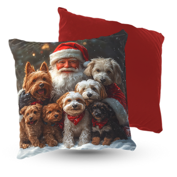 Poduszka święty Mikołaj z psiakami 40x40 cm