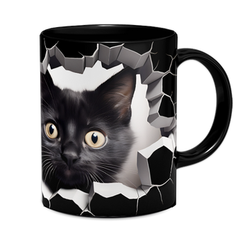 Kubek ceramiczny czarny kotek