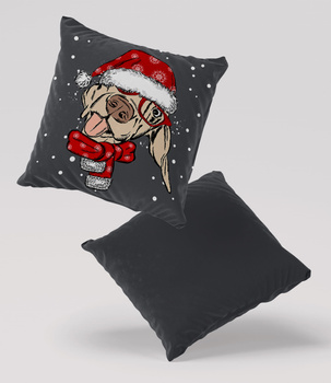Poduszka welur zabawny świąteczny pies 40x40 cm