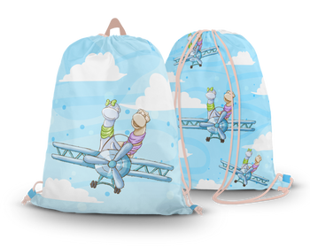 Worko-plecak dinozaury latające samolotem