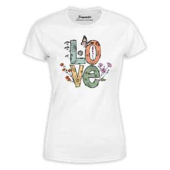 Koszulka z napisem LOVE i polnymi kwiatami
