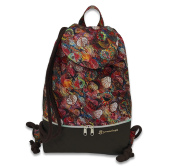 Plecak - worek z klapką listki z brązem