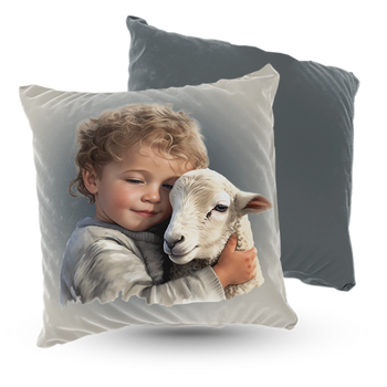 Poduszka welur chłopiec z barankiem 40x40 cm