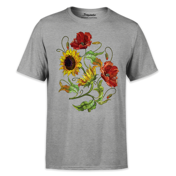 Koszulka z nadrukiem kwiaty słoneczniki i maki