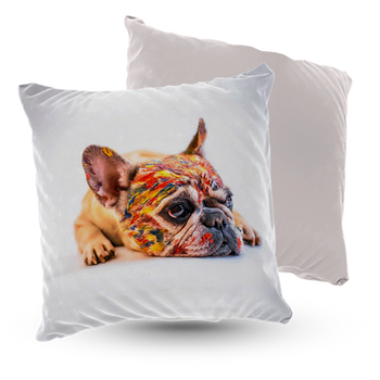 Poduszka welur pies buldog francuski w kolorach 40x40 cm