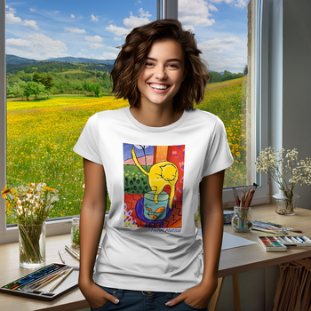 Koszulka damska z nadrukiem Henri Matisse kot ze złotą rybką