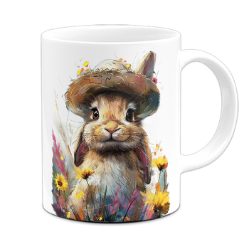 Kubek ceramiczny z nadrukiem królik w kapeluszu