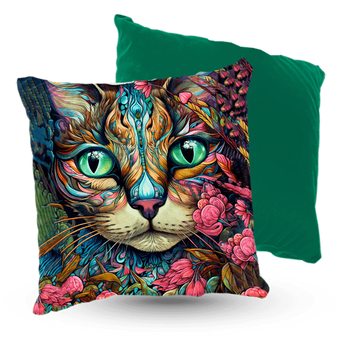 Poduszka welur kotka w kolorach zaczarowana 40x40 cm
