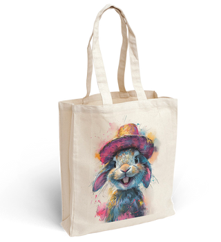 Torba bawełniana z nadrukiem królik w kapeluszu