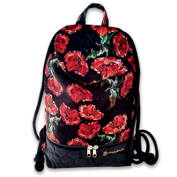 Plecak - worek z klapką welur maki