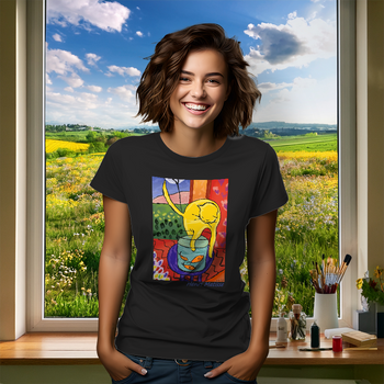 Koszulka damska z nadrukiem Henri Matisse kot ze złotą rybką