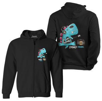 Bluza dziecięca rozpinana z kapturem muzykalny dinozaur