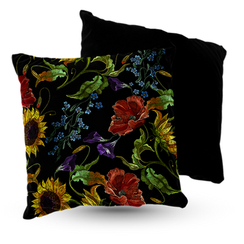 Poduszka welur polne kwiaty 40x40 cm