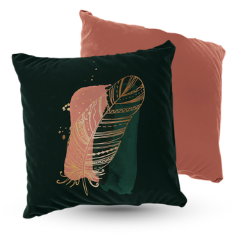 Poduszka welur złote pióro boho glamour 40x40 cm