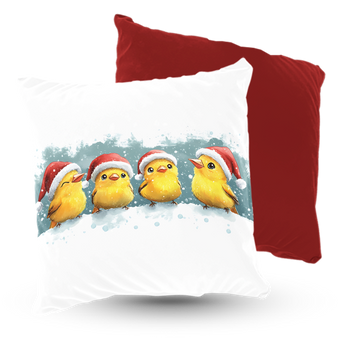 Poduszka świąteczne ptaszki w mikołajowych czapkach 40x40 cm