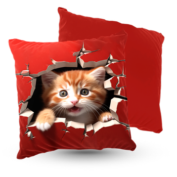 Poduszka welur rudy kotek 40x40 cm