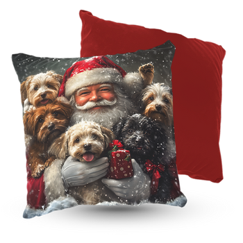 Poduszka święty Mikołaj z psami 40x40 cm