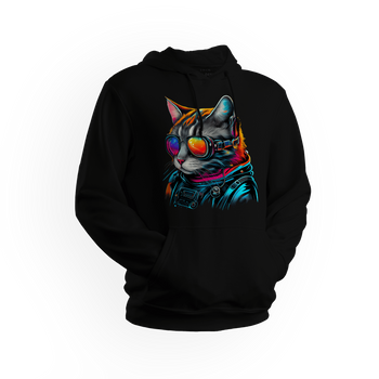 Bluza męska/unisex z kapturem cyber kot