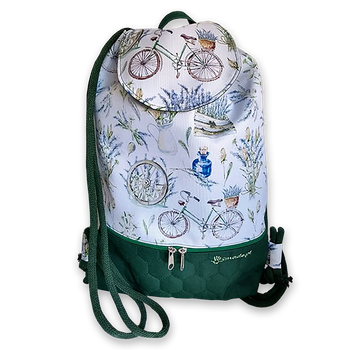 Plecak - worek z klapką rowery i lawenda