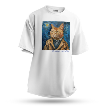 Koszulka oversize z nadrukiem Vincent van Cat autoportret