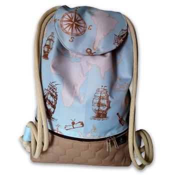 Plecak - worek z klapką żeglarska mapa