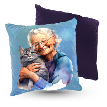 Poduszka welur 40x40 cm Babcia kociara