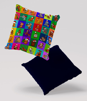 Poduszka welur świąteczne zwierzaki pies i kot 40x40 cm