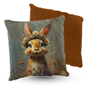 Poduszka welur królik w kwiatowym wianku 40X40 cm