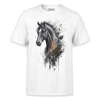 Koszulka z nadrukiem czarny koń