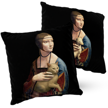 Poduszka welur 40x40 cm Dama z koteczką Leonardo cat Vinci