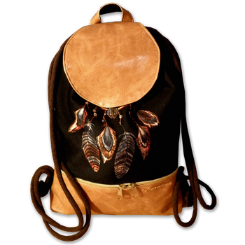 Plecak - worek z klapką welur Boho