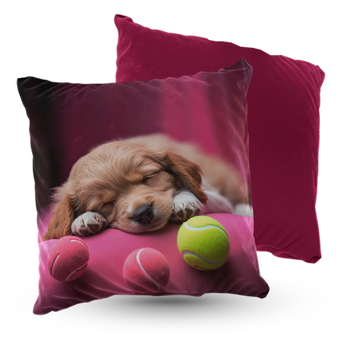 Poduszka pies śpiący z piłkami tenisowymi 40x40 cm