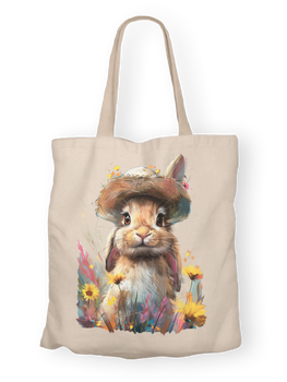 Torba bawełniana z nadrukiem królik w kapeluszu