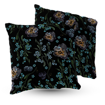 Poduszka welur niezapominajki i bratki 40x40 cm
