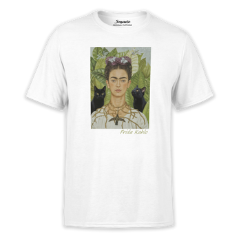 Koszulka z nadrukiem Frida Kahlo autoportret z kotami