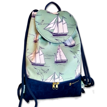 Plecak - worek z klapką welur żaglówki