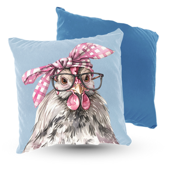 Poduszka welur stylowa kura 40x40 cm