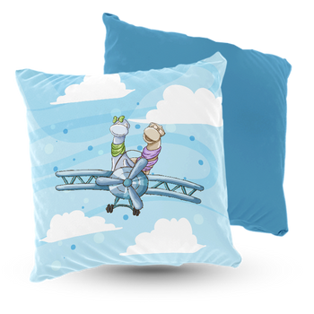 Poduszka welur dinozaury latające samolotem 40x40 cm