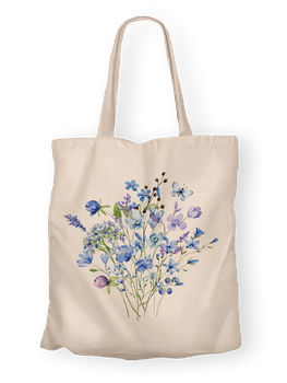 Torba bawełniana z nadrukiem błękitne kwiaty