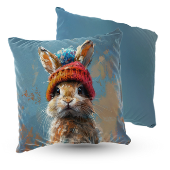 Poduszka welur królik w czapce 40X40 cm