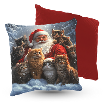 Poduszka święty Mikołaj z kotami 40x40 cm