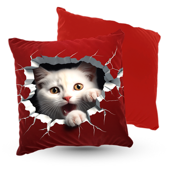 Poduszka welur biały kotek 40x40 cm