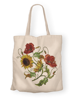 Torba bawełniana z nadrukiem słoneczniki i maki