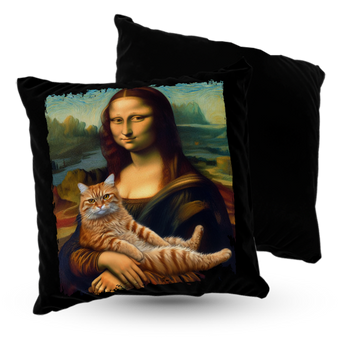 Poduszka welur 40x40 cm Mona Lisa z kotem