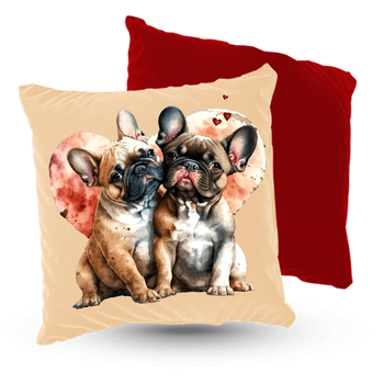Poduszka welur zakochane buldogi psy 40x40 cm