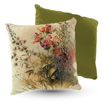Poduszka polne kwiaty, pastele zieleń 40x40 cm