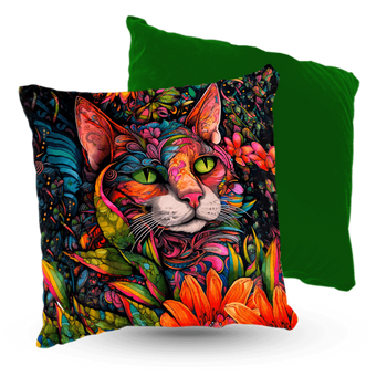 Poduszka welur kot w kolorach dama w zieleni 40x40 cm
