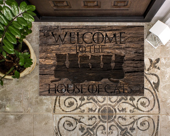 Wycieraczka 45x75 cm z grafiką WELCOME TO THE HOUSE OF CATS