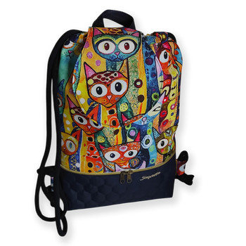 Plecaczek z klapką kolorowe koty