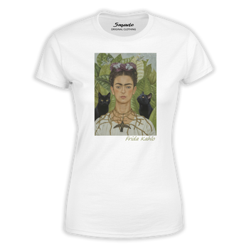 Koszulka damska z nadrukiem Frida Kahlo autoportret z kotami